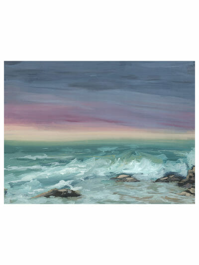 Coastal with Purple Canvas Giclee