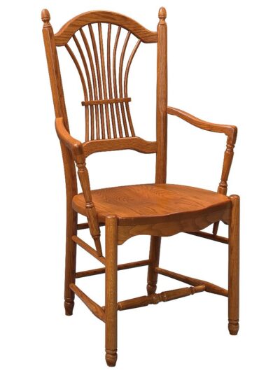 Wheatback Arm Chair, Wood Seat