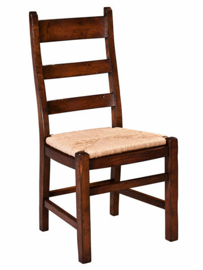 Farmhouse Ladderback Side Chair , Walnut, Rush Seat