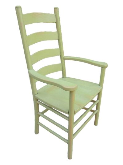 American Ladderback Arm Chair, Button Finials, Avocado