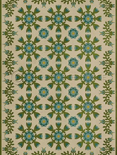 Spicher Blue Floral Vinyl Floor Cloth