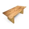 Barn Wood Plank Trestle Table, 80L x 36W. Honey Stain, Top View