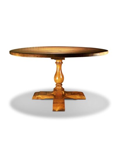 Barn Wood Round Oxford Pedestal Table, 2in Top, Cinnamon
