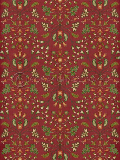 Spicher Red Floral Vinyl Floor Cloth