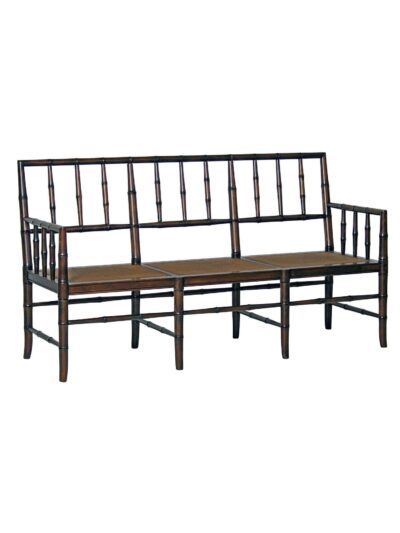 The Hamptons Painted Furniture, Brentwood Bench with Black, Stained Cane, Espresso