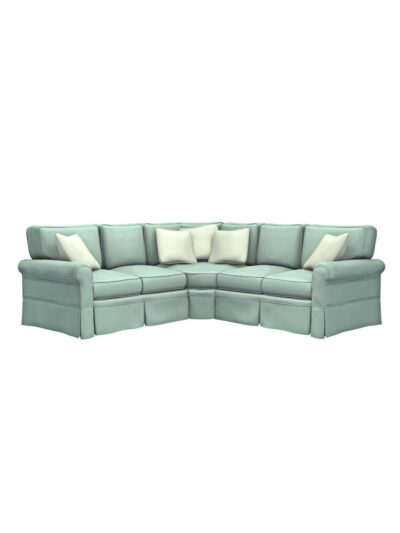 Shoreline Slipcovered Furniture, Camden Loveseat Sectional with Hex Wedge