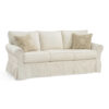 Camden Slipcovered Sofa, Three Seats, Box Back Cushion, Baldwin Eggshell, Morningside Latte Throw Pillows