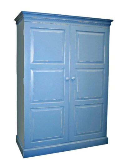 Carolina Painted Furniture, Carolina Large Two Door Armoire, Raised Panel Doors, Straight Base, Blue over Natural