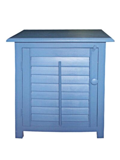 Carolina Painted Furniture, Carolina One Door Nightstand, Custom Square Leg Base, Plantation Shutter Door, Classic Blue