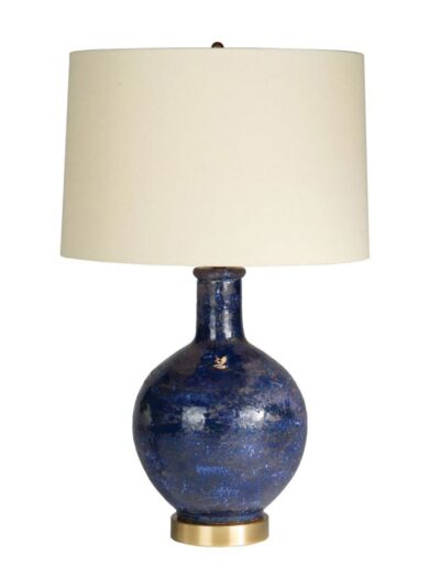 Lucerne Lapis Table Lamp, Round Drum Sailcloth White Shade