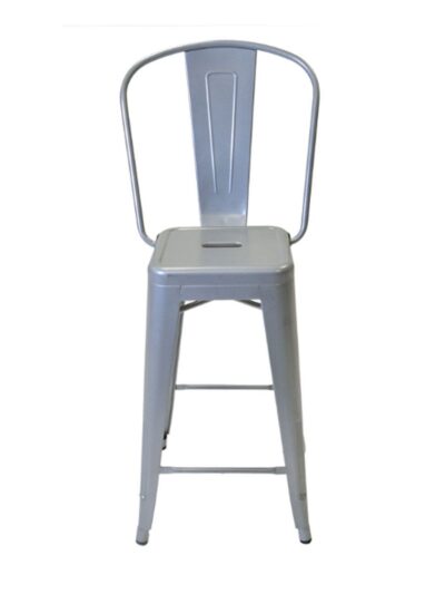 Designer Chairs and Stools, Metal Bistro Stool, Silver