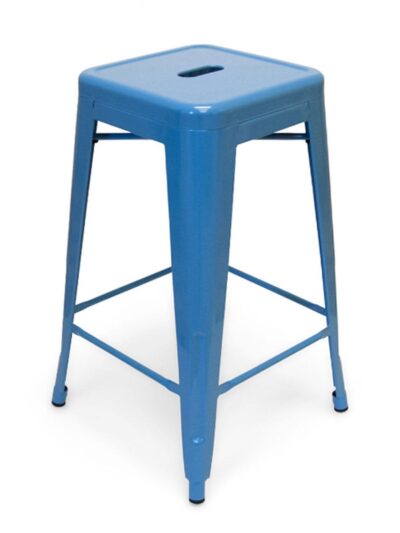 Designer Chairs and Stools, Metal Bistro Backless Stool, Blue