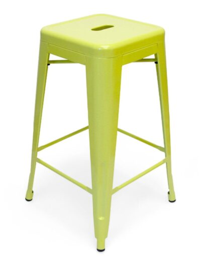 Designer Chairs and Stools, Metal Bistro Backless Stool, Lime