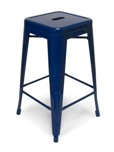 Designer Chairs and Stools, Metal Bistro Backless Stool, Navy