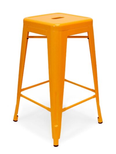 Designer Chairs and Stools, Metal Bistro Backless Stool, Orange