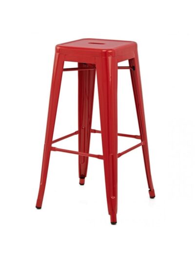 Designer Chairs and Stools, Metal Bistro Backless Stool, Red