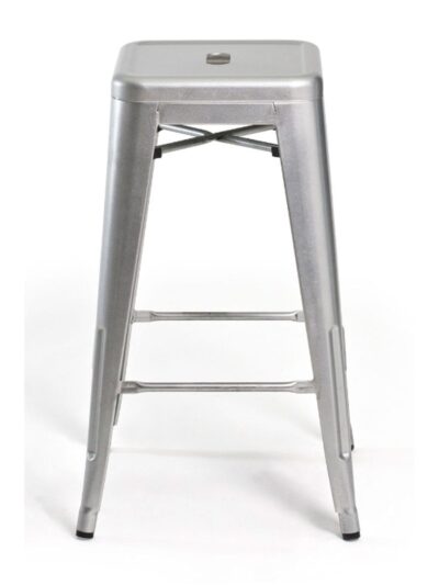 Designer Chairs and Stools, Metal Bistro Backless Stool, Silver