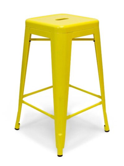 Designer Chairs and Stools, Metal Bistro Backless Stool, Yellow