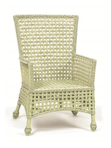 Cottage Wicker Furniture, Nantucket Wicker Arm Chair, Khaki Green