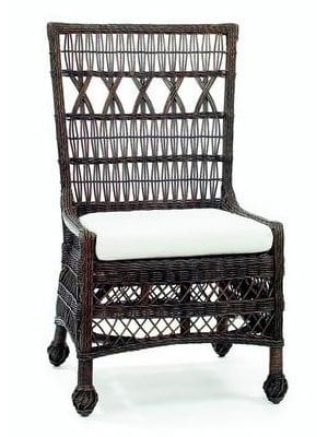 Cottage Wicker Furniture, Nantucket Wicker Dining Chair, Espresso