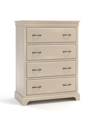 Rockford Four Drawer Chest, Curved Bronze Handles, Sand