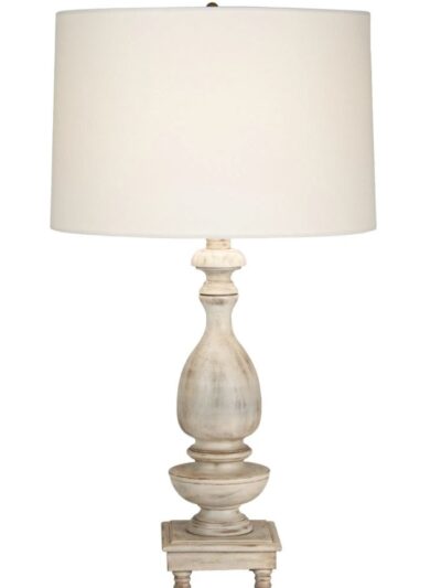 Santa Ana Lonesome Dove Table Lamp, Round Drum Sailcloth White Shade