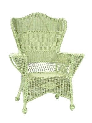 Cottage Wicker Furniture, Sonoma Wicker Wingback Chair, Khaki Green