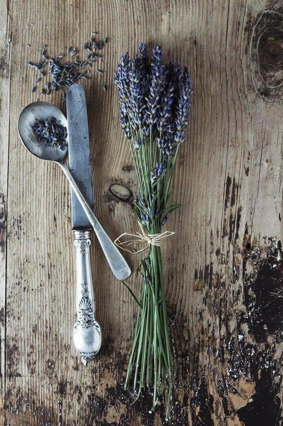 Farmhouse and Country Furniture Styles, Rustic Table with Lavender
