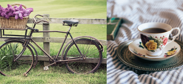 Romantic Cottage Furniture | Romantic Cottage Decorating | Vintage Bike & Tea Cup